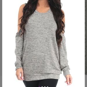 Gray Cold Shoulder Tunic